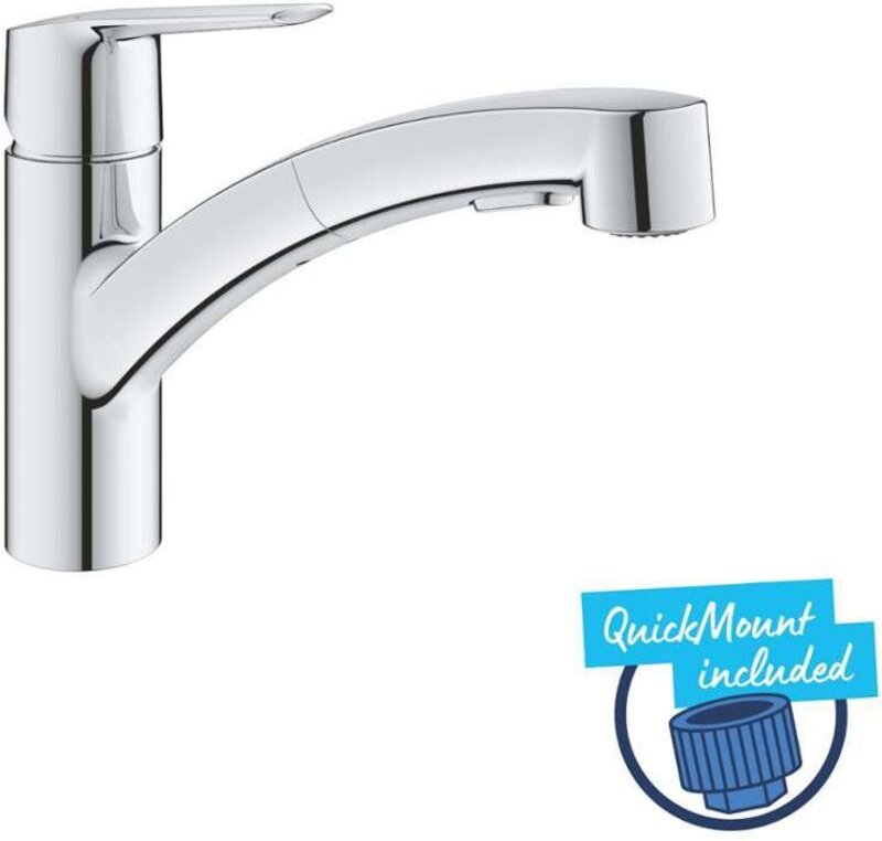 Grohe QuickFix Start - Spültischarmatur mit herausziehbarer Brause, Chrom 1012410000