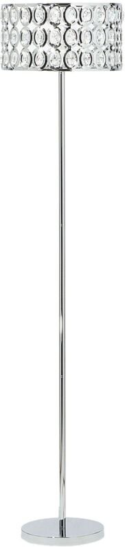 Stehlampe Silber Metall 160 cm Schirm mit Kristallen aus Acrylglas langes Kabel mit Schalter Moderner Glamouröser Stil