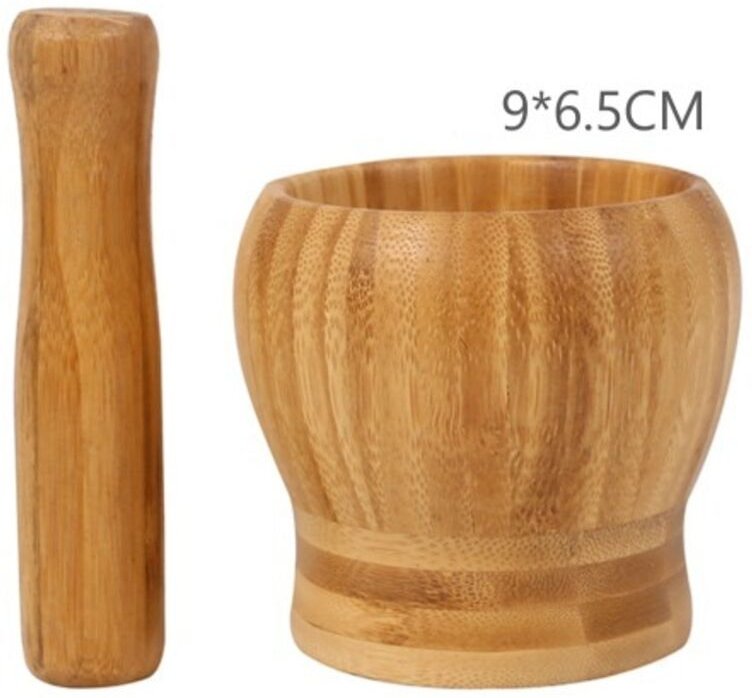 Mörser- und Stößel-Set aus Holz – Kleiner Mörser und Stößel, ideal zum Zerkleinern von Gewürzen, Kräutern und Knoblauch ...