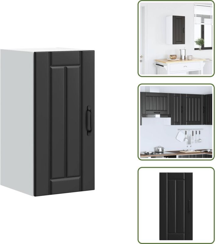 The Living Store Küchen-Hängeschrank Lucca Schwarz Holzwerkstoff - Küchenmöbel