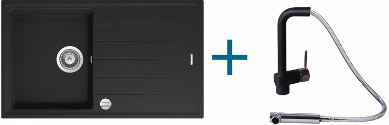 Thumbnail - Quellmalz - set Granitspüle schwarz Victory S780 + vaf Armatur 8890 schwarz Hochdruck