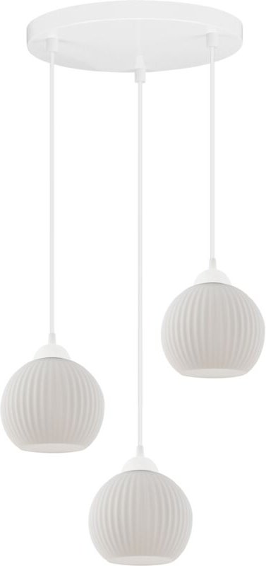 Riffle Weisse Hängelampe 3 Flache Weisse Kugelform E27
