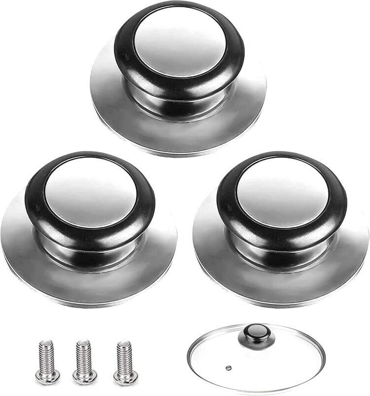 ZVD Deckelknopf, 3 Stück Topfdeckelgriff, Passend für Glasdeckelgriff, Edelstahl-Topfdeckel, für Küchenutensilien
