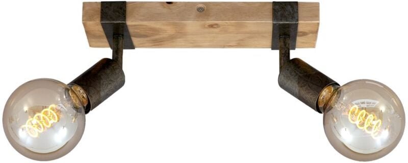 Briloner - Spotleuchte Deckenlampe schwenkbar 2xE27 Metall-Holz Gunmetal 25W