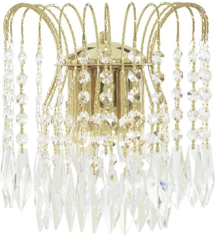 Searchlight Waterfall - Innenwand 2 Hellgold mit Kristallen, E14