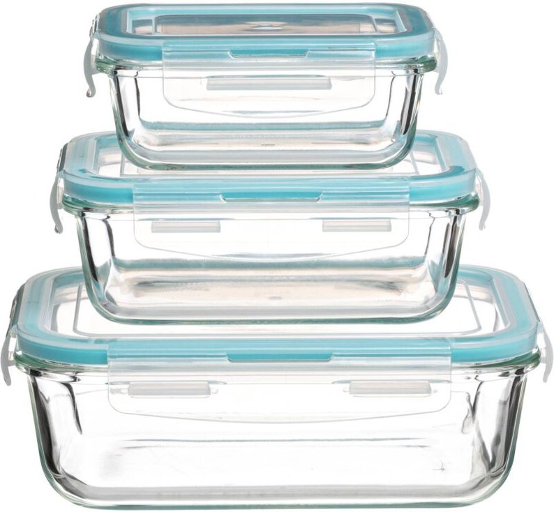 5five Simply Smart - 3 rechteckige aufbewahrungsdosen clipeat glas - 5five