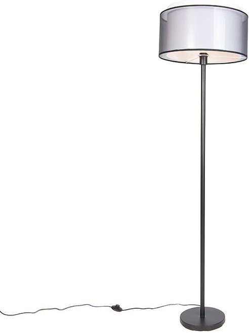 Design Stehleuchte schwarz mit schwarzem und weißem Schirm 47 cm - Simplo