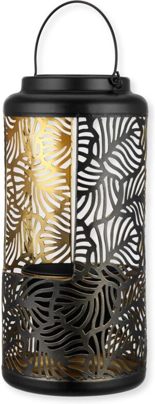 Solar-Gartenleuchte de de 38 cm mit Dekoschale und Aufhänger, schöne Gartendekoration de, Metall, IP44, Farbe schwarz - ...