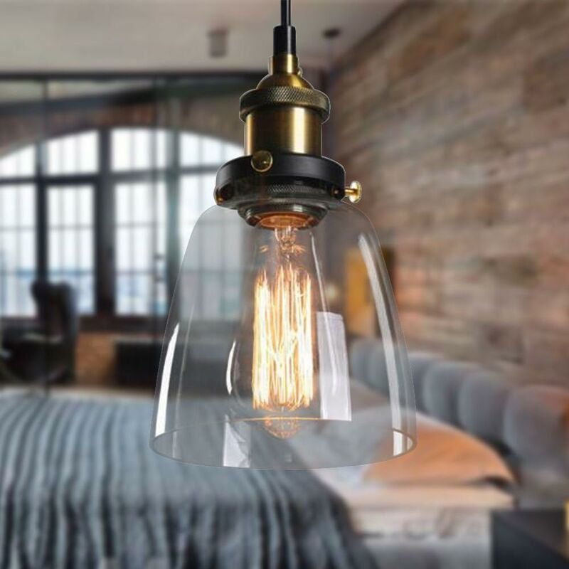 40W Vintage Glasschirm Pendelleuchte Loft Deckenlampe Hängeleuchte Hängelampe