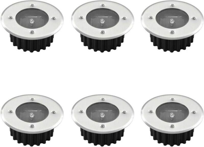 Flache Solar-Wegeleuchten: 6 wasserdichte, bodenmontierte Solar-Außenleuchten – Scheibenförmige Solarleuchten für Wege, ...