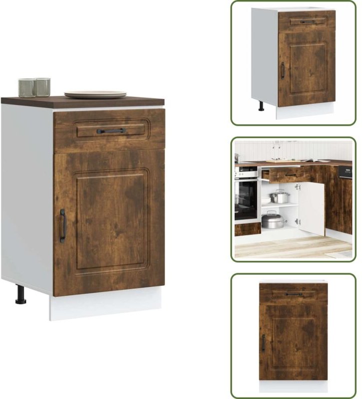 The Living Store Küchenunterschrank Kalmar Räuchereiche Holzwerkstoff - Holzwerkstoff