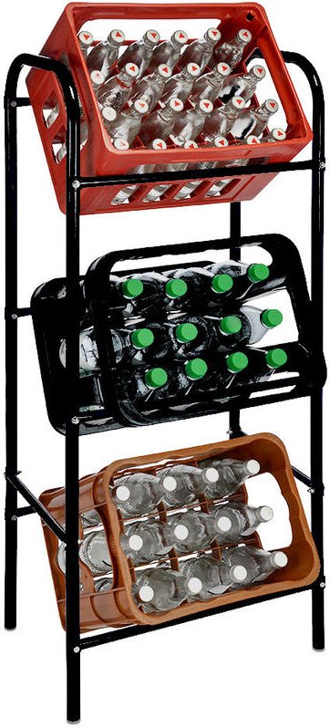 Metall Kastenständer schwarz für 3 Kisten - 116 x 50 cm - Getränkekisten Regal
