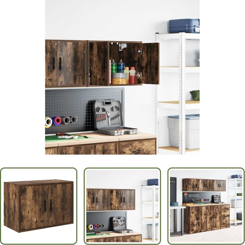 vidaXL Stauraum - Garagen-Wandschrank Räuchereiche Holzwerkstoff