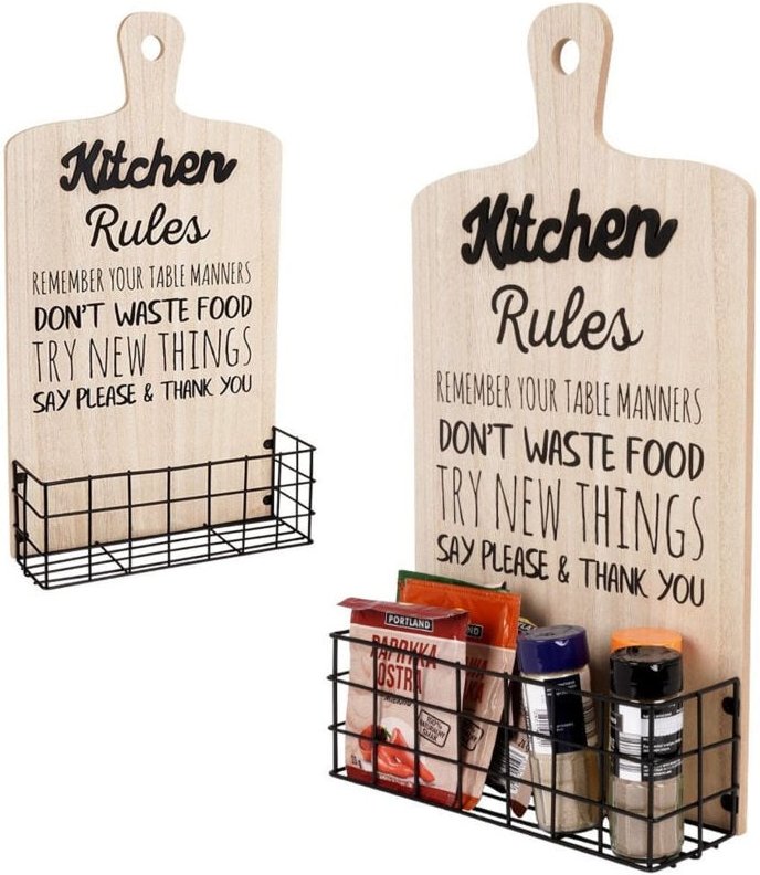Hanging cutting board kitchen basket for spices and utensils