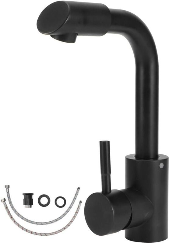 Küchenarmatur für Barwaschbecken, kleine Kücheninsel-Armatur, geeignet für Familienküchen, Hotels, Badezimmer (Schwarz)