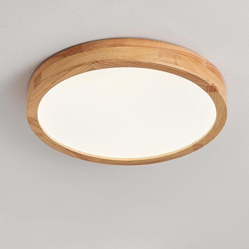 Wottes - led Deckenlampe Runde Holz Deckenleuchte für Wohnzimmer Küche Kinderzimmer Ø20cm Neutrales Licht