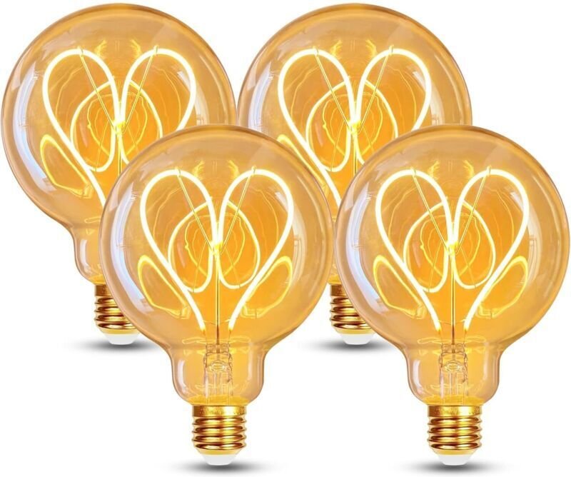 E27 Vintage-LED-Lampe, dimmbar, 4 W, G95-Fassung, warmweiß (2700 K), 360 lm, Edison-Stil, dekorative Retro-Lampe – 4er-P...