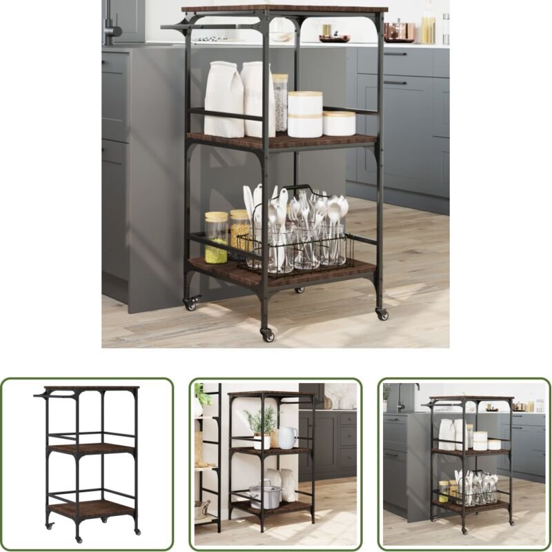 Holzwerkstoff - Küchenwagen Braun Eichen-Optik 60,5x50x105 cm Holzwerkstoff