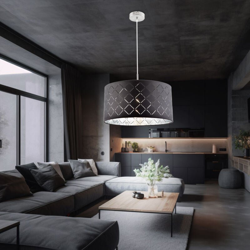 Hänge Leuchte Wohn Schlaf Zimmer Beleuchtung Decken Lampe grau silber im Set inkl. led Leuchtmittel