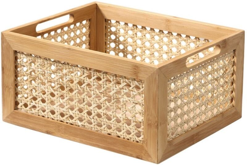 Calicosy - Aufbewahrungsbox Bambus und Rattan Mittlere Größe – L30x25x15 cm