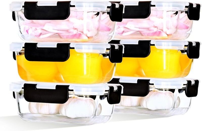 Glasbehälter, 370 ml, mit Deckel, luftdicht, BPA-frei, mikrowellen-, gefrier- und spülmaschinengeeignet