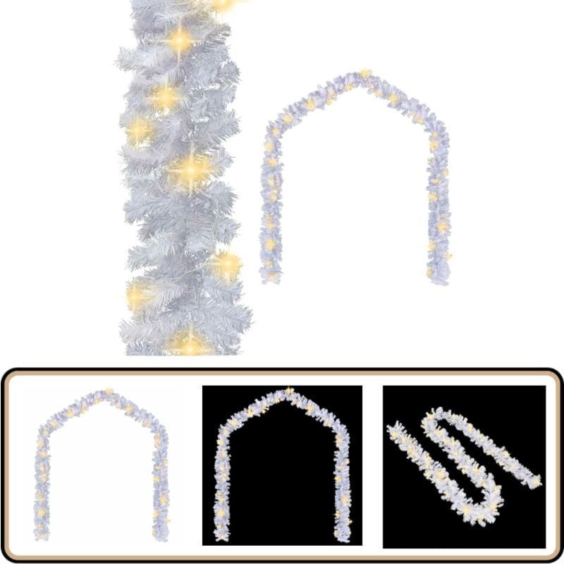 Weihnachtsgirlande mit LED-Lichtern 5 m Weiß - Weihnachtsdeko - Weihnachtsgirlande - LED-Girlande - Weiße Beleuchtung - ...