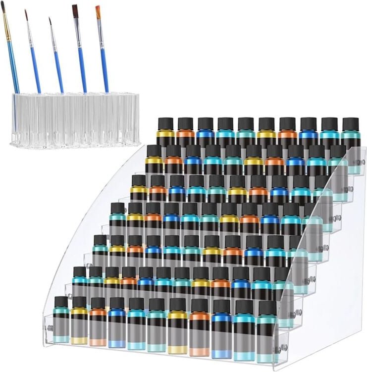 7-stufiger Farb-Organizer, 3-Fächer-Stifthalter, Acryl-Organizer, Ölfarbentuben, Tintenflaschen, Werkzeugaufbewahrung