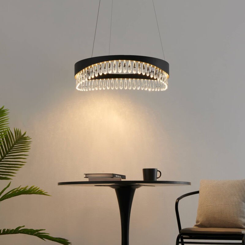 Kosilum - Kreisförmige Hängeleuchte schwarz glitzernde Glühbirnen - Capilano