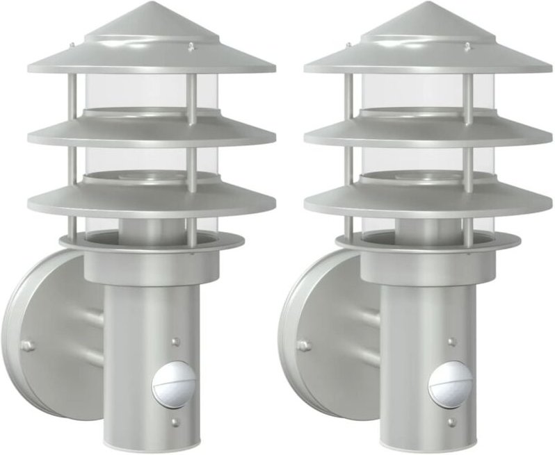 Vidaxl - Außenwandleuchten mit Bewegungsmelder 2 Stk. Silbern Edelstahl