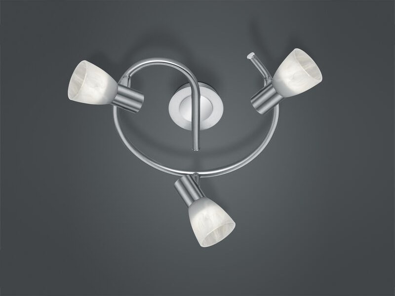 Trio - led Deckenstrahler levisto 3-flammig Silber Glasschirme schwenkbar, ø 30cm