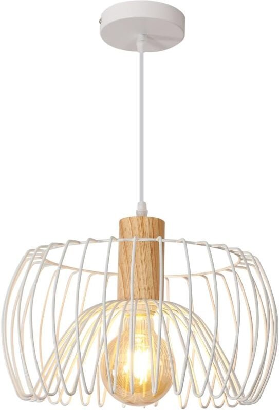 Goeco - Vintage-Pendelleuchte, moderne Kronleuchter-Beleuchtung, skandinavischer Stil, Deckenleuchte, E27, Metall, Holz,...