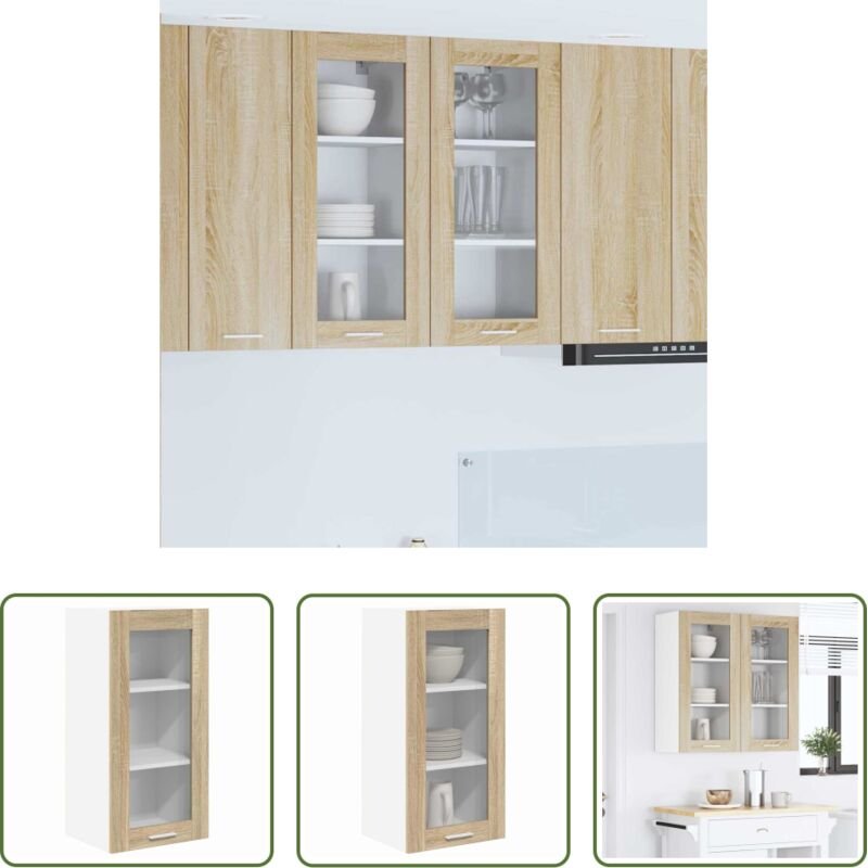 vidaXL Hängeschrank - Hängeschrank mit Tür Sonoma-Eiche 40 x 31 x 80 cm Holzwerkstoff