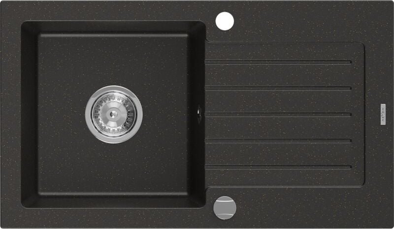 Pablo Granitspüle mit einem Becken und einer Abtropffläche 752 x 436 mm, Schwarz/Gold Metallis - Mexen