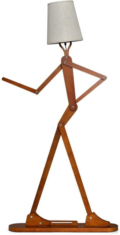 COSTWAY Geile Poseable Art Figure Stehlampe aus Holz, Lustige Stehleuchte, dekorative humanoide Eckleuchte mit verstellb...