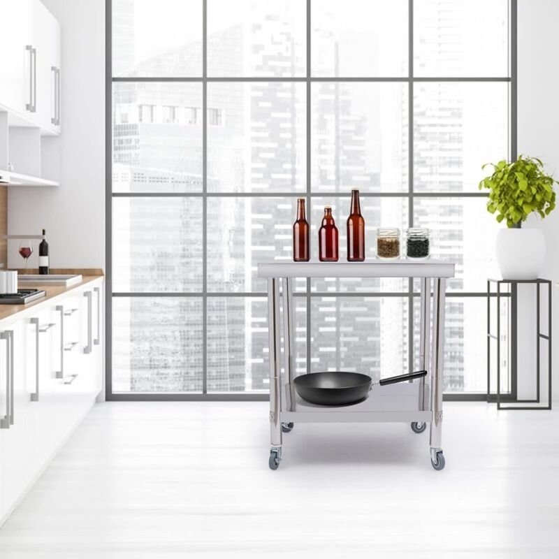 Arbeitstisch 76x60x85cm, Commercial Edelstahltisch Werkbank, Tragfähigkeit 300kg Edelstahl Catering Arbeitstisch, Arbeit...