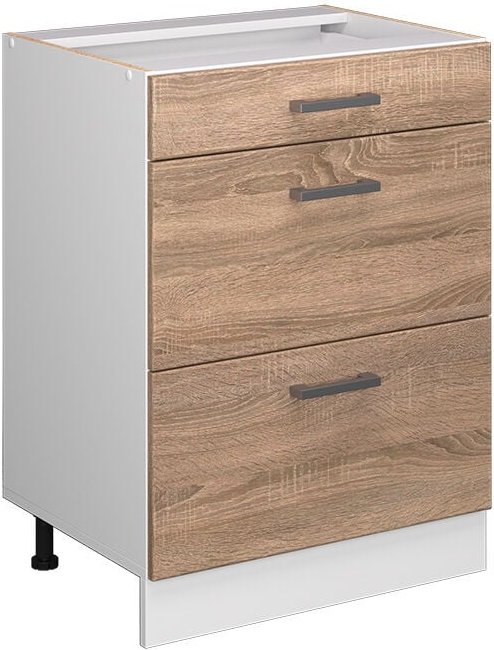 Unterschrank R-Line, Sonoma, 60 cm mit Schubladen, ohne Arbeitsplatte Vicco