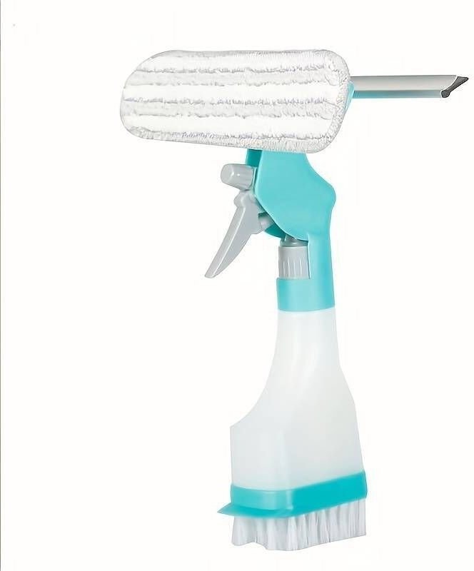 4-in-1 Fensterwischer mit Sprühflasche, multifunktionale Fensterreinigungsbürste mit Abzieher und Scheuerbürste, Reinigu...