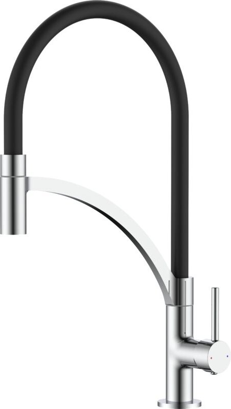 Pollini Acqua Design - Küchenspülmischer mit schwarzem Silikonauslauf senso 3 Chrom