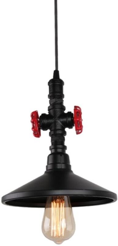 Thumbnail - Wottes - Retro Pendelleuchte Wasserrohr E27 Industrielle Kreative Schmiedeeisen Hängelampe Restaurant Schwarz