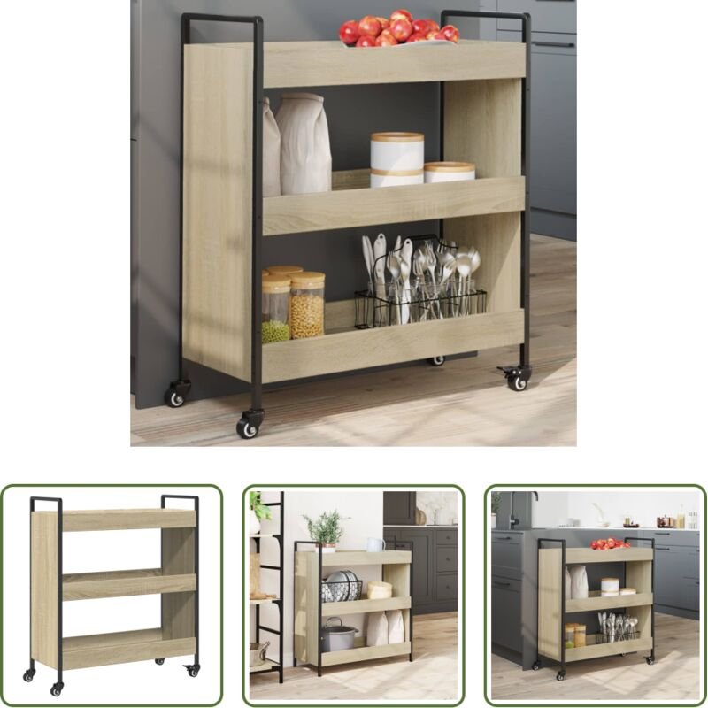 vidaXL Sonoma-Eiche - Küchenwagen Sonoma-Eiche 70x30x82 cm Holzwerkstoff