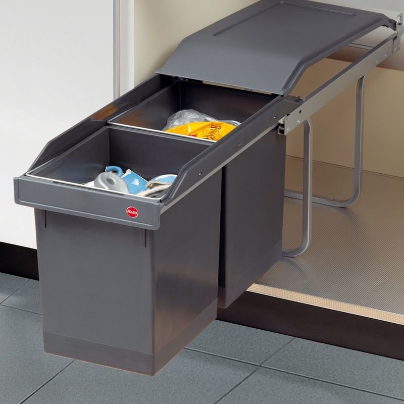 Hailo - Abfallsammler Tandem 15 L/15 l dunkelgrau mit Teilauszug 3650101