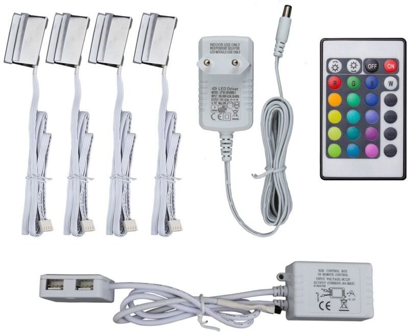 Schrankbeleuchtung - LED, Farbwechsel, Fernbedienung, RGB, chromfarbig