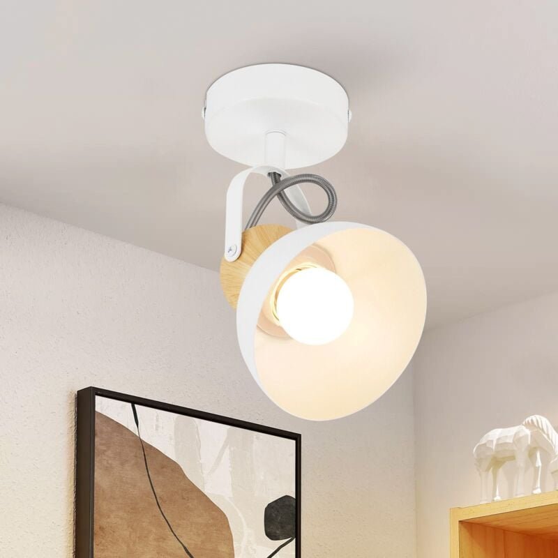 Thumbnail - Deckenstrahler Vintage Weiß Deckenlampe: 1 Flammig Retro Deckenspots E27 Flurlampe Schwenkbar 350° Wandstrahler Metall I...