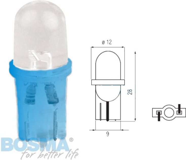 BOSMA Glühbirne 12V 1xLED T10 BLAU MATT BLISTER 2 STÜCK