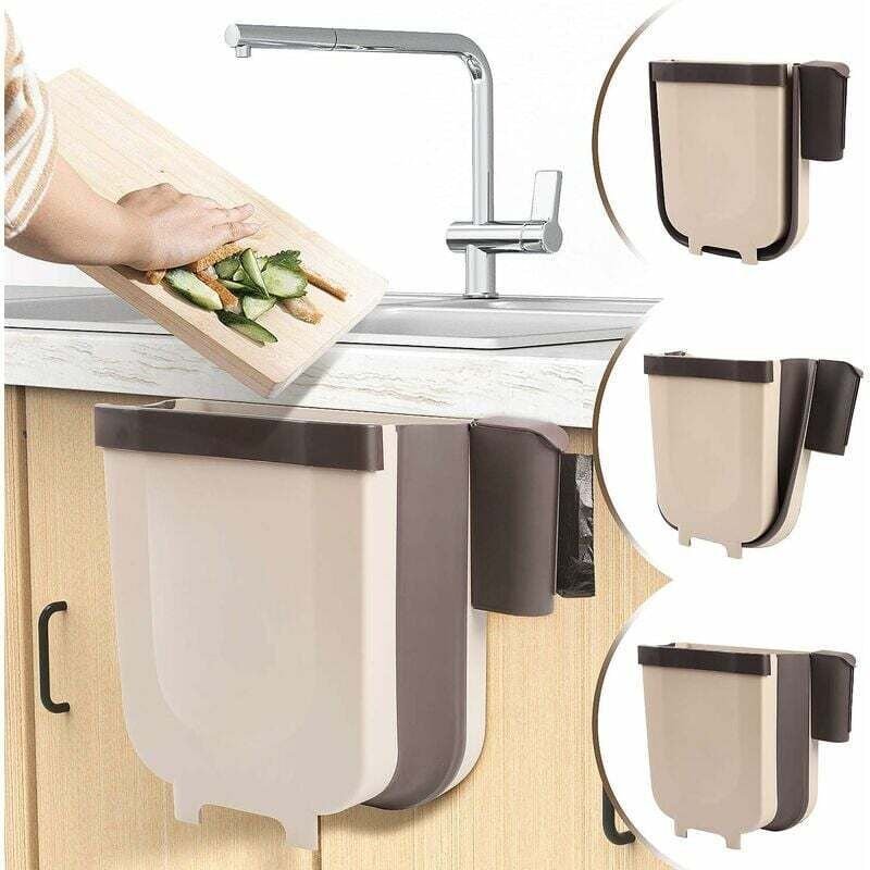 Tigrezy Hängender Mülleimer für Küche oder Badezimmer mit Müllbeutelhalter für Küche, Schrank und Tür – 9 l