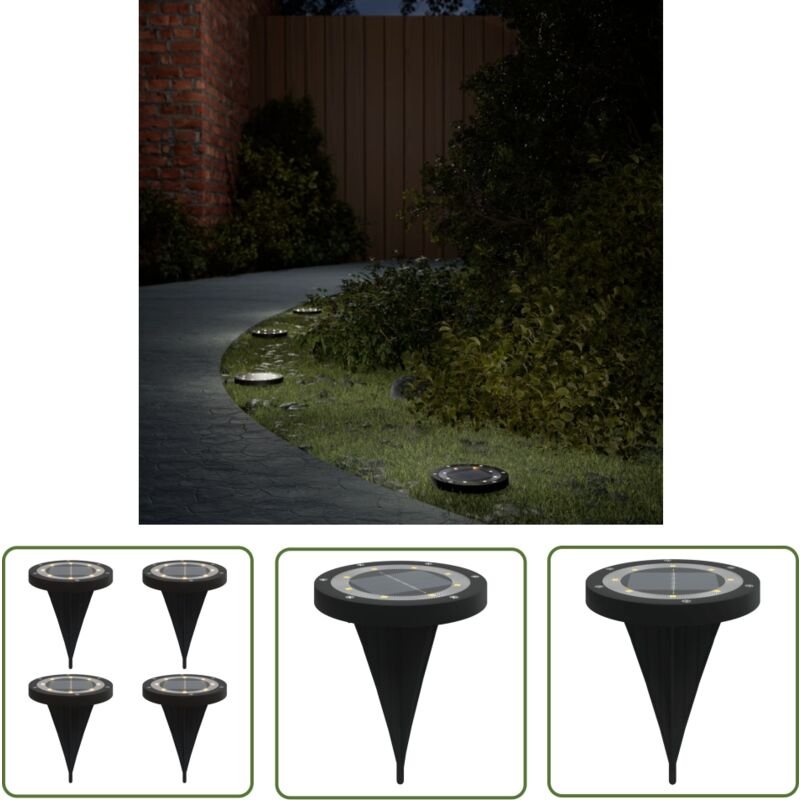 Thumbnail - The Living Store Solar-Bodenleuchten mit Erdspieß 4 Stk. Warmweiß - Solarlaterne - Gartenlampe - Outdoorbeleuchtung - LE...