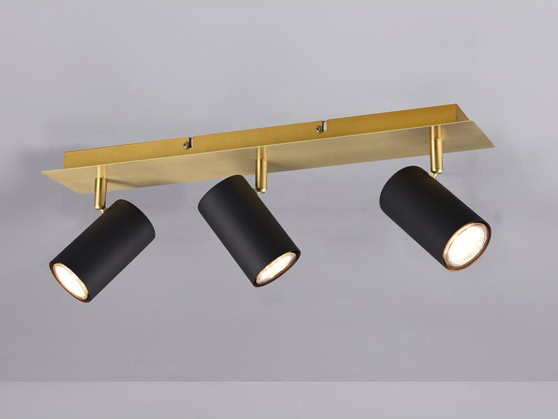 Deckenstrahler marley Schwarz Gold 3-flammig, Breite 48cm