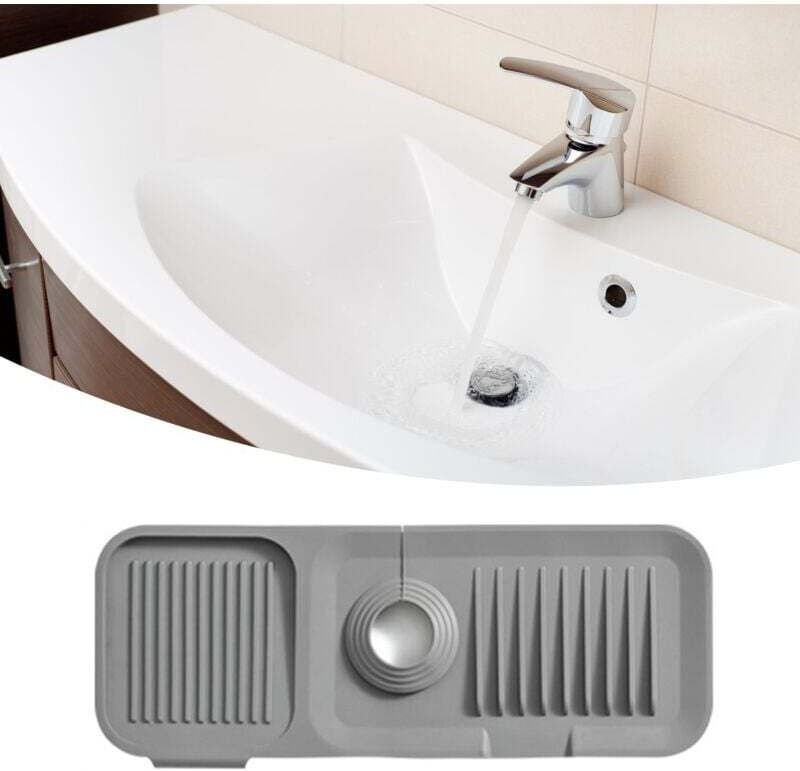 Silikon-Armaturenmatte für Spülbecken, sicheres, sauberes und geruchsneutrales Accessoire für Küche und Bad, dunkelgrau