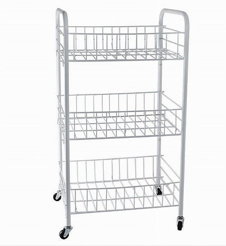 Trade Shop Traesio - Trade Shop - Badezimmerwagen aus Metall, 3 Regale mit Rädern, 52531 -