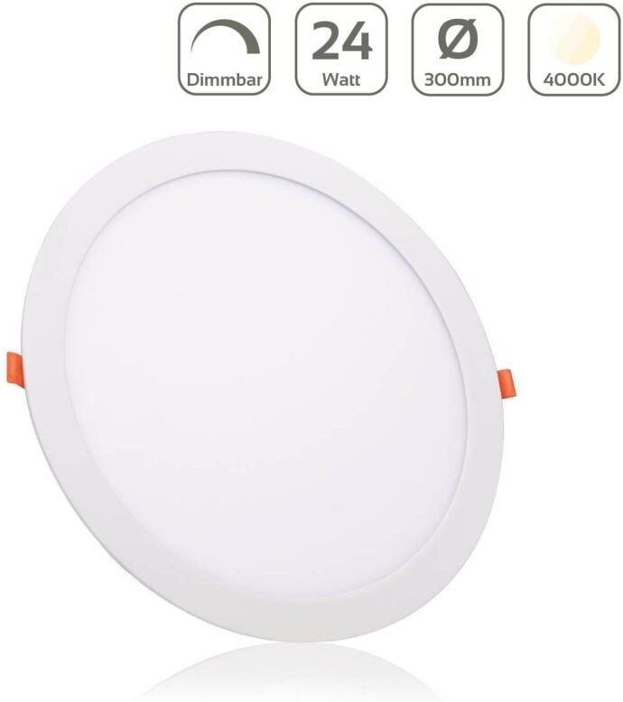 LED Panel Einbaustrahler rund weiss dimmbar - Lichtfarbe: Neutralweiß 4000K - Ausführung: 24W Ø300mm Ausschnitt Ø285mm
